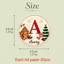 LICVIC Custom Christmas Initial Name Stickers, Personalized Gingerbread Letter Gift Labels, Festive A-Z Holiday Style, Customized Christmas Stickers For Gift Wrapping, Customizable Name Labels, Present Decor, Christmas Cards, Holiday Gifts, Round Sticker - Style G - View 2