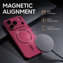 SKJL فاخرة ل- Magsafe بطانية هاتف TPU ناعم مطفي متوافق مع iPhone 18 18Pro 18Pro Max 17 17Pro 17Pro Max Air 16 16Pro 16Pro Max حماية العدسة بطانية معدني - عنابي اللون - مشاهدة 4