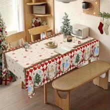 1pc Nutcracker Style Christmas Tablecloth, Red And White Plaid Border With Christmas Fairy Tale Pattern, Like A Magical Story Of Nutcrackers, Suitable For Christmas Family Dinner And Holiday Party, Transform Your Dining Table Into A Joyful Stage - A - View 4