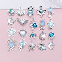 20Pcs Assorted Charms Rhinestone Pearl Moon Star Heart Owl Shell Alloy Pendants For DIY Earrings Necklaces Bracelets Jewelry Making Accessories - Multicolor - View 12