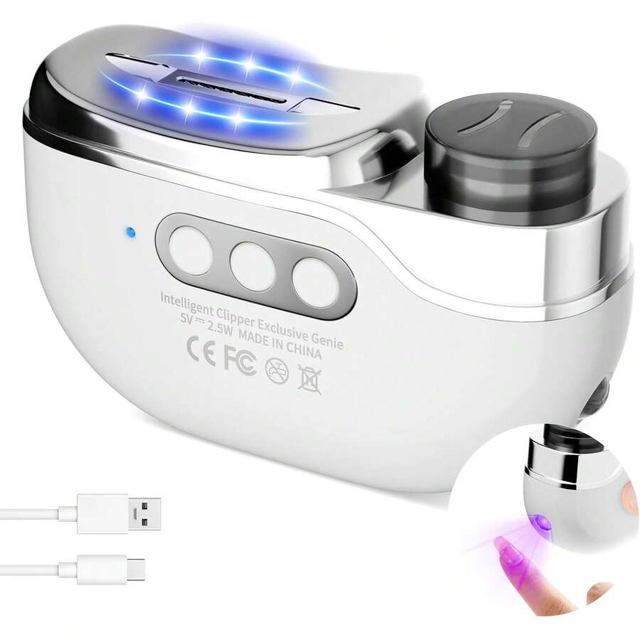 Electric Nail Clipper, Electric Automatic Nail Clippers For Seniors With LED Light & 3 Speeds, Painless Nail Cutter For Seniors, Adults, Kids And Babies For Fingernails And Toenails (White) - 1 - View 1
