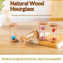 Round Wooden 5-Minute Timer, Multiple Sand Colors Available! Solid Wood Frame With High-Transparency Glass, Compact And Portable, Space-Saving, Perfect For Brushing Teeth, Study Self-Discipline Timing, Gentle Healing Desktop Decor, Anti-Drop Durable And Stylish - Multicolor - View 4