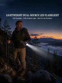 3-Light Flashlight, Rechargeable LED Flashlight, Side Light, Zoomable Flashlight, Red Tail Light, 18650 Battery Spotlight, Reverse Charging Flashlight, Battery Level Display, Portable Search Light, Outdoor Camping Light, Fishing, Hiking, Work Light, Gift - Star - View 6