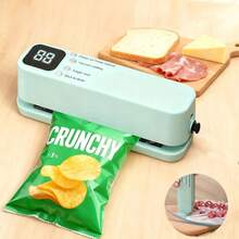 1 Set Portable Handheld Vacuum Sealer, Food Preservation Vacuum Bags, Suitable For Kitchen Food Preservation Storage And Snack Bag Single Sealing Function, Electric Vacuum Pump, Refrigerator Vacuum Storage Bags, Camping - Green - View 9