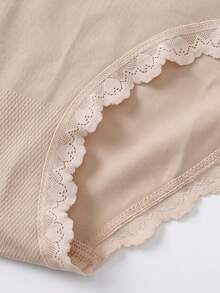 4pcs Girls Casual Seamless Panties, Mid-Waist Heart-Shaped Lace Trim Soft Underwear, Suitable For All Seasons - Multicolor - View 4