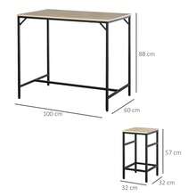 Bar Table Set With 4 Bar Stools, 5-Piece Table Set, Steel And Oak - Oak Color - View 6