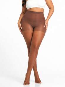 4Pairs High Waist Coffee Brown Sheer Control Top Tights, Smooth Stretch Slim Fit Pantyhose For Women, Office, Date & Daily Wear - Brown - View 10