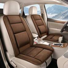 1pc Car Seat Cushion (Single Piece), Short Plush Material, Suitable For All Seasons, Thickened Warmth, With Backrest Design, Car Interior Accessory - A - View 3