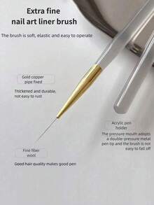Nail Art Detail Liner Brush, Ultra-Fine Tip Painting Brush, Suitable For Home And Salon Nail Art Line And Floral Pattern Creation, Suitable For Beginners And Professional Nail Artists, Precise Nail Art Painting Tool, Durable Nail Art Accessory - Multiple Styles - View 4