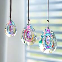 3PCS AB Teardrop Suncatcher Hanging Ornaments, Faceted Rainbow Prism Pendants For Window, Home, Car & Garden Decor - 3pcs Longan - View 9