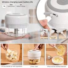 Máy xay và băm tỏi mini 250ml dùng pin sạc, bền và đáng tin cậy, lý tưởng để xay tỏi, ớt, hành tây, thịt băm, các loại hạt, v.v. - Nhiều màu - Xem 11
