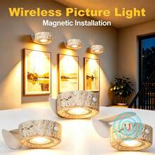 1/2pcs LED Wall-Mounted Art Light, Battery-Powered Picture Light, Smart Magnetic Wireless Wall Lamp, Home Decor Wall Spotlight, Touch Dimmable, 3 Lighting Modes, Suitable For Photo Frame, Artwork And Portrait Lighting Display - Multicolor - View 2