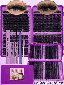 CMAYOME 576-Piece Mascara Set, D-Shaped Curled Tufted Lashes, Length Ranging From 10 To 168 Millimeters. Includes 30D To 150D Mixed Lashes. The Set Contains Mascara, Tweezers And Mascara Brush. Lashes, Lashes, Lash Tufts, Cat-Eye Lashes, Anime Lashes - Multicolor - View 3