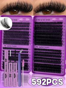 CMAYOME 576-Piece Mascara Set, D-Shaped Curled Tufted Lashes, Length Ranging From 10 To 168 Millimeters. Includes 30D To 150D Mixed Lashes. The Set Contains Mascara, Tweezers And Mascara Brush. Lashes, Lashes, Lash Tufts, Cat-Eye Lashes, Anime Lashes - Multicolor - View 11