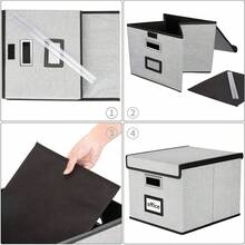 Caja organizadora de archivos con tapas, organizador de carpetas de archivos plegable - Caramelo - Ver 7