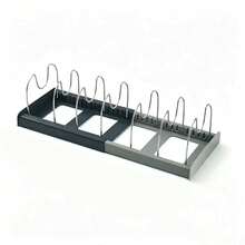 1pc Heavy Duty Pull-Out Pot Lid Organizer, Under Cabinet Mount, 7-Tier Adjustable Steel Storage Rack, Space-Saving Pull-Out Shelf, Suitable For Pots, Pot Lids And Lids, For Kitchen, Dining Room Or Home Use, Easy To Install Under Cabinet Storage Rack - Multicolor - View 10