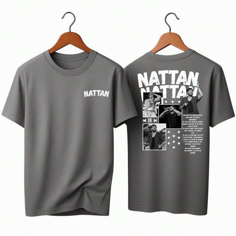 Camisa Camiseta  Unissex Natan 100% Algodão show moderno dia a dia - Cinza - Visão 1
