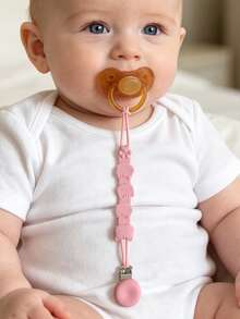 1/2pcs Baby Cat Anti-Loss Lanyard, Suitable For Baby Bottles, Pacifiers, Teethers, Toys, Silicone Anti-Drop Chain With Clip, Portable Cute Cat Silicone Clip Anti-Drop Chain - Multicolor - View 3