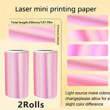 1/2 Roll 57mm X 3.5m Continuous Colored Self-Adhesive Thermal Printing Paper, Holographic Laser Thermal Label Paper Suitable For Mini Meow Machine/Ailibear Color Wrong Question Printing Sticker Paper Roll, Self-Adhesive Label Photo Paper - 57mm Printing Paper - View 27