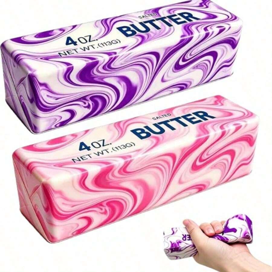 PU Marble Pattern Cheese Squishy, Slow Rebound Super Soft, Aesthetic Desk Decor, Student Stress Relief Toy - Multicolor - View 1