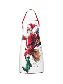 4pcs/Set Christmas Cartoon Character Print Aprons, Penguin Santa Claus Snowman Elf Patterns, Kitchen Cooking Baking Aprons, Suitable For Holiday Party Home Decor - Multicolor - View 7