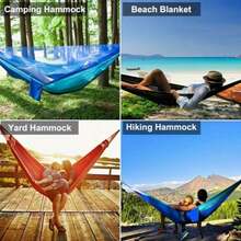 1pc Camping Hammock With Built‑In Mosquito Bug Net, Portable Lightweight Parachute Nylon Hanging Bed, Anti‑Insect Hammock Tent With Side Storage Pocket, Outdoor Swing Bed For Hiking, Backpacking, Garden Backyard Camping Use - Multicolor - View 7