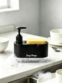 Multi-Functional 2-In-1 Kitchen Countertop Soap Dispenser, Modern Pump Design, Comes With A Sponge Storage Compartment, Transparent Bottom, Space-Saving Sink Storage, Suitable For Dishwashing And Handwashing, A Handy Item For Your Home Kitchen - AA - View 6