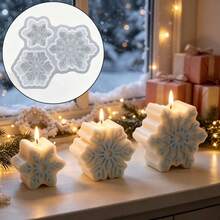 SILIKE LUFEI 1pc Resin Silicone Mold Christmas 3-Piece Large, Medium, Small Snowflake Ornament Mold, Suitable For Making Resin, Plaster, Candle, Aromatherapy Products, Home Decor Display Silicone Mold - 3-cavity Snowflake Mold - View 4