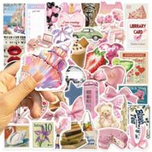 50pcs Coquette Y2K Vintage Art Cool Aesthetic Graffiti Stickers - Pink 2 - View 8