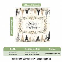 1pc Nordic Minimalist Winter Christmas Tablecloth, Christmas Tree Eucalyptus Wreath Text Pine Cone Gift Box Print Pattern, Polyester Material Single-Sided Print, Suitable For Tabletop, Washable And Reusable, Suitable For Indoor, Outdoor, Yard, Wedding, Banquet, Party, Outdoor Dining, Suitable For Craft Exhibition, Banquet Event Decoration - Multicolor - View 12