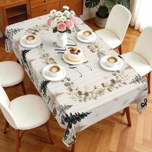 1pc Nordic Minimalist Winter Christmas Tablecloth, Christmas Tree Eucalyptus Wreath Text Pine Cone Gift Box Print Pattern, Polyester Material Single-Sided Print, Suitable For Tabletop, Washable And Reusable, Suitable For Indoor, Outdoor, Yard, Wedding, Banquet, Party, Outdoor Dining, Suitable For Craft Exhibition, Banquet Event Decoration - Multicolor - View 10