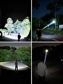 3-Light Flashlight, Rechargeable LED Flashlight, Side Light, Zoomable Flashlight, Red Tail Light, 18650 Battery Spotlight, Reverse Charging Flashlight, Battery Level Display, Portable Search Light, Outdoor Camping Light, Fishing, Hiking, Work Light, Gift - Star - View 11