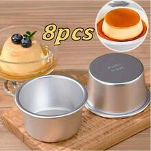 8-Pack Mini Round Cake Pans, Nonstick Stainless Steel Baking Molds For Pudding, Egg Tarts, Cheesecake, Small Dessert Trays For Oven, Easter Baking Supplies, Easy Clean & Reusable - Pudding Mold - View 6