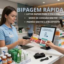 Leitor de Código de Barras padrão sem Fio 1D, 2D, Bluetooth USB leitura rapida 5v windows MacOS Linux unix android - Preto - Visão 6