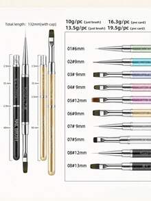 JOCNAIL Colorful Sandblasted Handle Nail Art Brush Dual Head Liner Painting Drawing Pen Metallic Aluminum UV Gel Manicure Tool - Multicolor - View 4