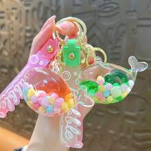 1pc Creative Cute Oil Floating Candy Whale Keychain, Exquisite Bag Pendant, Suitable As A Small Gift For Girls - Multicolor - View 3
