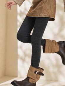 1 Pair Women's 120g Non-Fuzzy Solid Color Tights, Soft Elastic Autumn Leggings, 15-25℃ Daily Wear - Multicolor - View 4