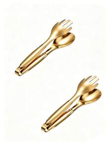 1pc Stainless Steel Cast Iron Kitchen Tongs - Secure Grip, Suitable For Cooking, Serving, Grilling - Restaurant And Home Tableware, Cooking Accessories | Streamlined Tableware Design | Premium Material, Cooking Tongs - Gold - View 11