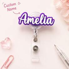 Customizable Text & Name Retractable Badge Reel, ID Clip, Healthcare Worker Name Tag, Office Badge, Stethoscope Accessory; Gift For Nurses & Doctors - Multicolor - View 10