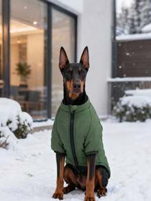 1 buah Pakaian Anjing Tebal Hangat Musim Dingin, Jaket Musim Dingin untuk Anjing, Pakaian Dua Kaki Cocok untuk Anjing Sedang dan Besar, Pakaian Natal Hewan Peliharaan - Dark Green - View 1