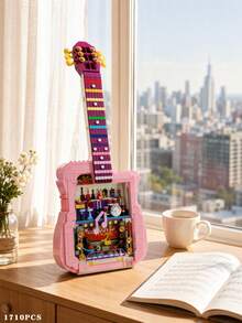Set Rakitan Gitar Listrik Pink 1710pcs, Cocok Untuk Dekorasi Pajangan Meja/Dekorasi Meja Dapur/Model Buatan Tangan Kelas Kolektor/Hadiah Pecinta Musik/Suvenir Koleksi/Hadiah Musisi, Dekorasi Pajangan Meja yang Unik - Yg tertangkap - View 3