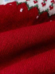 Girls' Preppy Floral Pattern Knit Cardigan With Pockets And Hood, Long Sleeve, Suitable For Daily Wear, School, Spring, Autumn, Winter - Red - View 8
