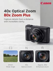 Canon PowerShot SX740 HS Digital Camera | Approx. 20.3 Megapixels + 40x Optical Zoom (80x Zoom Plus) | 4K Video + Time-Lapse Photography | Wi-Fi/Bluetooth Wireless Transfer | Intelligent IS | 46 Filters | Compact Telephoto Camera For Home And Travel - View 5