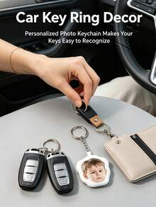 Personalized Photo Keychain, Custom Mini Picture Key Ring, Bag Charm & Car Key Decor, Backpack Pendant Gift - Multicolor - View 4