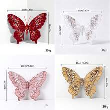 1PC Christmas Pearl Sparkling Butterfly Simulation Butterfly DIY Christmas Tree Wreath Pendant Christmas Gift Festival Party Home Decoration - Butterfly - View 4