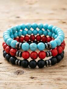 diffone 3/Pcs Set Handmade 8mm Stone Beads Bracelet Charms Round Yoga Meditation For Men Women Jewelry - Beaded Bracelet Set - View 8