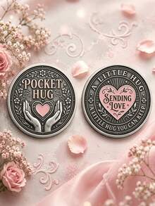 Two‑Hands‑Holding‑Heart Commemorative Coin - Colorful Collectible Gift, Suitable For Birthdays, Weddings, Valentine's Day And Christmas - Love‑Token Souvenir, Featuring Two‑Hands‑And‑Heart Design, With Acrylic Protective Sleeve,2D Commemorative Coin - Silver - View 4