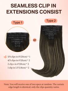DOORES Ekstensi Rambut Jepit Tanpa Sambungan 14-24 Inci, 130g-160g 7pcs Rambut Manusia Asli, Tenunan Kulit PU Tak Terlihat, Hitam Alami Hingga Cokelat Muda, Rambut Lurus Remy Alami, Mudah Dipakai & Ditata - S1B/19/1B - View 4