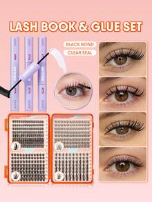 SHEGLAM [2 قطعة] مجموعة Lash Pages من عناقيد الرموش الهجينة متعددة الأنماط مع لاصق Flex Bond ومانع تسرب الرموش - الأسود - مشاهدة 1