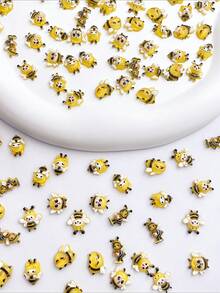 30pcs Cartoon Bee & Caterpillar Nail Art Charms, Cute Insect & Animal Childlike Style, Phone Case, Hair Clip, Earring Decorative Small Accessories - Multicolor - View 3